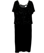 Vintage Karen Miller NY Size 18 Black Beaded Long Velvet Formal Dress, B... - £56.36 GBP