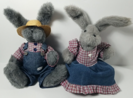 Vintage Lee Jeans Doll Plush Figures Rabbits wearing Lee Overalls Denim Dress - £14.89 GBP