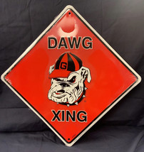 NEW Georgia Bulldogs Dawg Xing Crossing Mascot Logo Metal 12 Inch Sign - £7.33 GBP