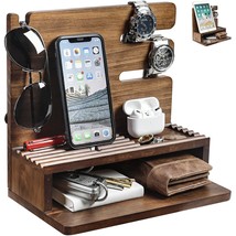 Solid Wood Charging Station Storage/Nightstand Organizer For Multiple Devices In - £31.41 GBP
