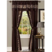 Fairfield Embroidered 5-Piece Window-In-A-Bag Set Chocolate 55"x84" Polyester - £18.97 GBP