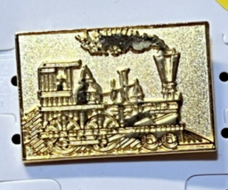 Vintage  Train Steam Engine Gold Tone Hat Lapel Tack Post Pin 1&quot; - $6.95