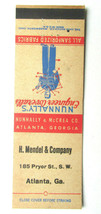 H. Mendel &amp; Company - Atlanta, Georgia Matchbook Cover Nunnally&#39;s Engineer Cover - £1.57 GBP
