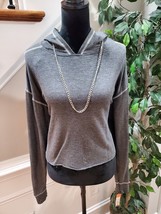 Colsie Women&#39;s Gray Solid Rayon Long Sleeve Hooded Neck Pullover Sweater... - $25.00