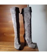 Michael Kors Boots Size 10 Over the Knee High Grey Suede Leather Heel Pl... - £90.19 GBP