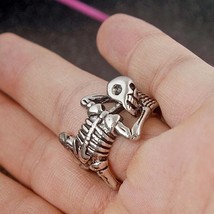 Creative Halloween Party Skeleton  Opening Ring Punk Hip Hop Silver Color Ring A - £7.15 GBP