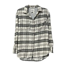 American Eagle Womens Gray This Feels Seriously Lived In Soft Flannel Shirt XS - £9.93 GBP