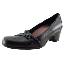 Clarks Size 7.5 N Black Mary Jane Leather Women Heel Shoes - £15.53 GBP