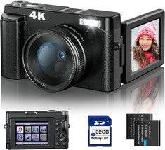 3&#39;&#39; 180° Flip Screen Compact Camera With Flash, 16X Digital Zoom Travel, Shake. - £93.71 GBP