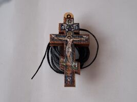 Small Serbian Christian Orthodox Wooden Cross Necklace - $21.00