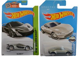 Hot Wheels 2016 Aston Martin DB10 (James Bond Spectre) &amp; 2014 McLaren P1 (Silver - £34.46 GBP