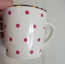 Grace Tea Ware Cup Coffee Mug Gold Rimmed Pink Polka Dots  - £19.26 GBP