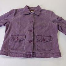 St. John’s Bay RN#93677 Women’s M Faded Purple Full Button Denim Jacket Pockets image 12