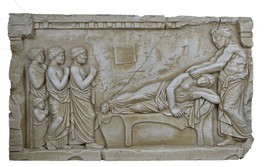 Asclepius God of Medicine &amp; Goddess Hygieia Physician Asclipieio Relief Sculptur - £120.89 GBP