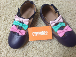 New Gymboree Baby Girls Sz 5 M - Navy T-strap w/ Bows Mary Jane Dress Shoes - £11.77 GBP
