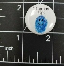 Button Pinback Thumbs Up! Blue Thumbprint Happy Smiling Vintage - £8.87 GBP