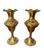 Pair of Beautiful Pure Brass Ethched Vases made in India 7 3/4&quot; tall - $424.02 MXN