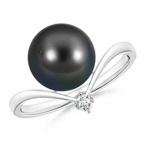 ANGARA Tahitian Pearl Chevron Ring with Diamond for Women in 14K Solid Gold - £394.88 GBP