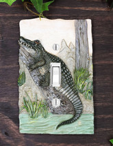 Pack of 2 Wildlife Bayou Swamp Alligator Single Toggle Switch Wall Outlet Plate - £19.95 GBP
