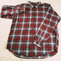 PATAGONIA Flannel Long-Sleeved Shirt Mens XL Red Gray Plaid Organic Pima Cotton - $39.59