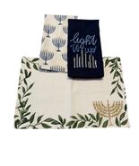 Hanukkah Kitchen Towel Set Light It Up Menorah Placemat Festive Lights C... - $18.00