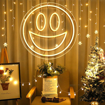Smiley Face Neon Sign, Smiley Neon Sign for Teen Girls Room Wall Decor, Led Ligh - £24.42 GBP