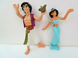 Disney Articulated Action Figure Aladdin w/ Lamp &amp; Jasmine Pvc Cake Toppers - £6.03 GBP