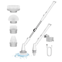 Electric Spin Scrubber with 4 Replaceable Brush Heads Adjustable Extension Handl - £55.18 GBP