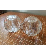 Oleg Cassini Salt and Pepper Set, Faceted Crystal Sphere signed 2 1/2&quot;× ... - $27.02