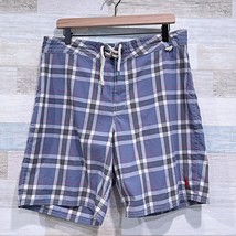 POLO Ralph Lauren Plaid Hybrid Board Shorts Blue Gray 8&quot; Inseam Swimwear... - $44.54