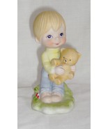 Love Is Kind Figurine Boy With Teddy Bear Pastel - £5.56 GBP