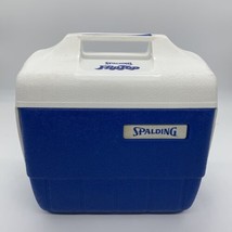 Vintage Spalding Flip top cooler Blue &amp; white Personal Lunch Box Size Beer - £11.19 GBP