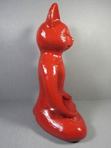 Cat Figurine in Lotus Position Bright Red Lightweight Resin 8&quot; x 5.5&quot; Shiny. - £8.60 GBP