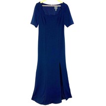 Adrianna Papell Navy Bridesmaid Mother of Bride Scallop Neckline Dress Size 10 - £39.54 GBP