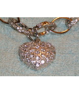 Sterling SILVER SPARKLING Rhinestone HEART + Sparkling Bracelet Quality ... - £96.53 GBP