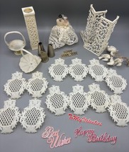 Vintage White Wedding Cake Topper &amp; Decorations Set - $8.71