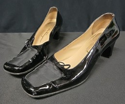 Salvatore Ferragamo Size 9 B Black Patent Leather Loafer Heels Shoes Ita... - $29.95