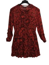 IRO  Prime Ruffled Mini Dress Womens US  2 Crimson Long Sleeve Semi Shee... - $35.15