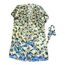 Enchanted Women’s Silk Floral Robe w/ Silk Belt 18 20 Green Blue White P... - £22.06 GBP