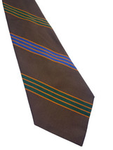 Vintage Prince Consort Golden Clasp Tie Necktie 70s Wide Brown Stripe Te... - £29.20 GBP