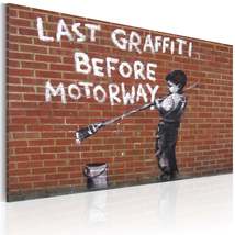 Tiptophomedecor Stretched Canvas Street Art - Banksy: Last Graffiti Before Motor - $79.99+