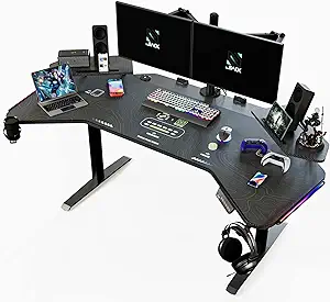 Standing Gaming Desk With Aluminum Alloy Led Lights, 72&#39;&#39; Wing Shaped La... - $1,111.99