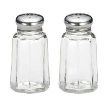 Tablecraft 1 Oz Round Glass Salt &amp; Pepper Shakers with S/S Tops - £11.18 GBP