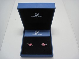 Swarovski Swan Signed Red Crystal Heart Post Earrings Arrow Silvertone NEW 569 - £31.73 GBP