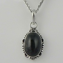 Sterling Silver Design Black Onyx Stone Wonderful Pendant Beautiful Necklace - £26.88 GBP+