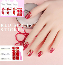 Nail Art 3D Stickers Stones Design Decoration Tips Full Nail Red Gold Si... - $2.99