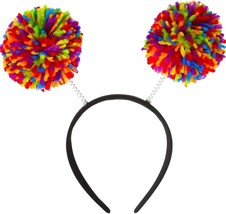 Rainbow Pom Pom Headbopper Headband 9&quot;x 4.25&quot; Beautiful Vibrant Color De... - $22.18