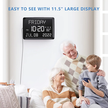 Digital Clock, 11.5&quot; Large LED Word Display Dimmable Digital Wall Clock,Adjustab - £41.83 GBP