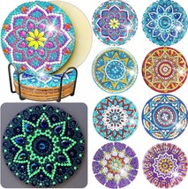 8 Pcs Diamond Painting Coasters with Holder,  Mandala Coasters DIY DiamonD - £14.71 GBP