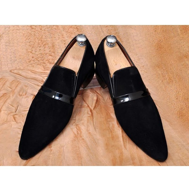 NEW  Handmade Black Formal Shoe,Men's Suede Leather Moccasin Loafer Formal Dress
